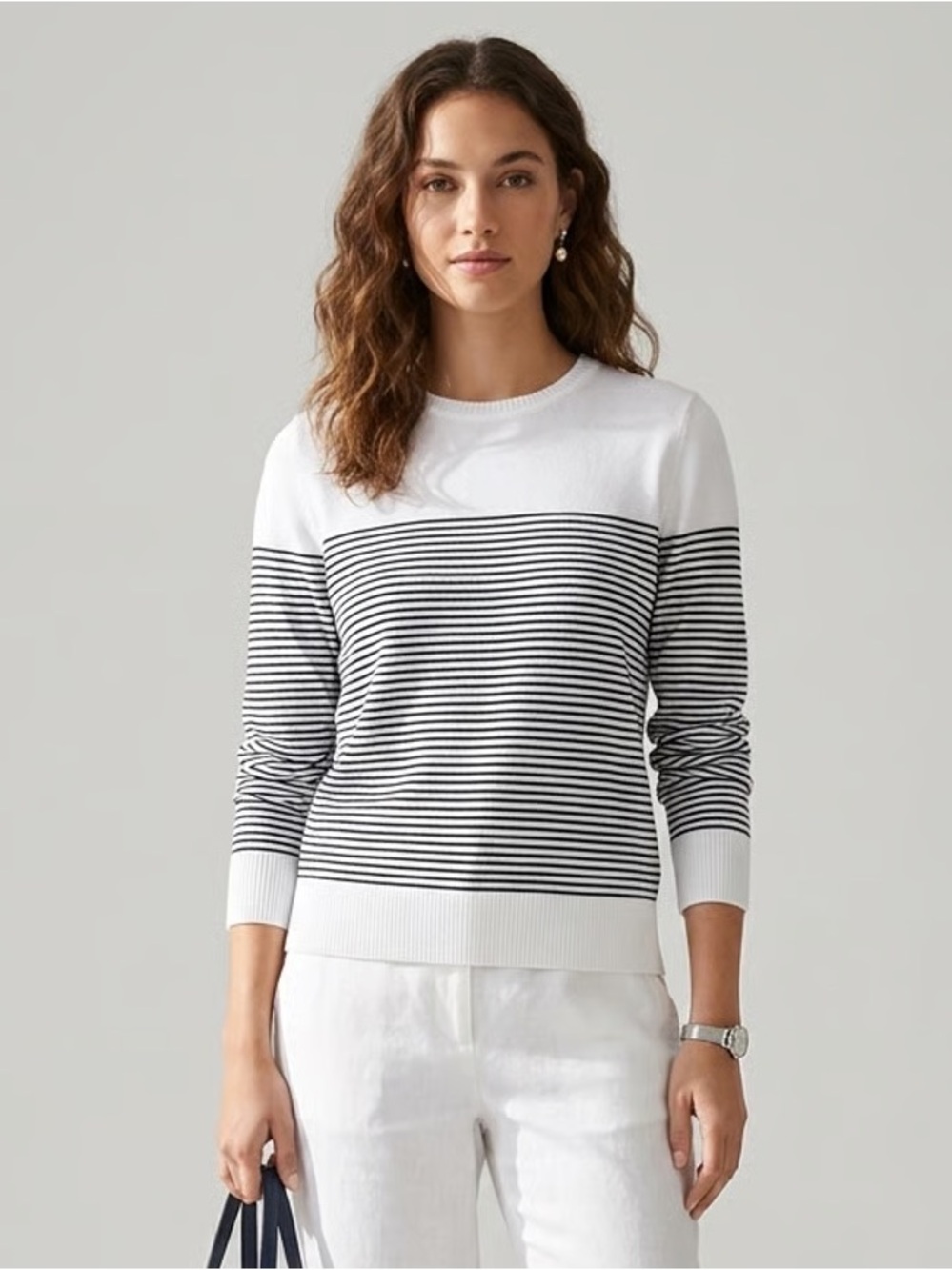 KIM ROGERS | Striped Nautical Knit Sweater Sz LP